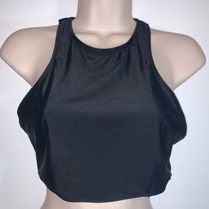 Old Navy M Black Lace Up Back High Neck Swim Top